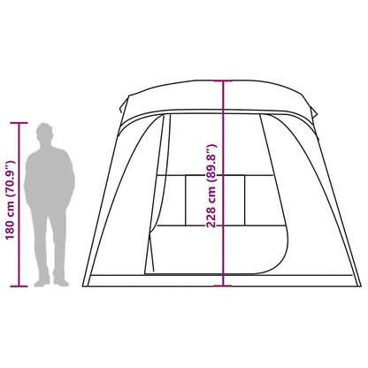 Campingzelt mit Vorzelt 5 Personen Grau und Orange Wasserdicht