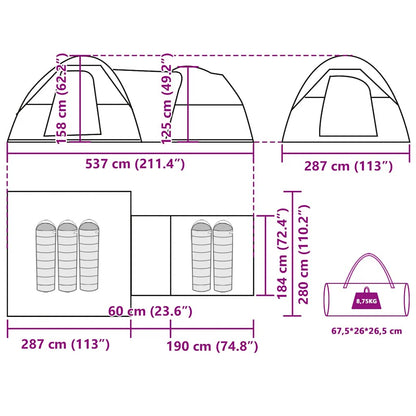 Campingzelt 5 Personen Blau Wasserdicht