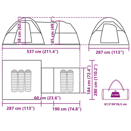 Campingzelt 5 Personen Grau und Orange Wasserdicht