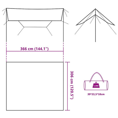 Tarp Braun 366x306 cm Wasserdicht