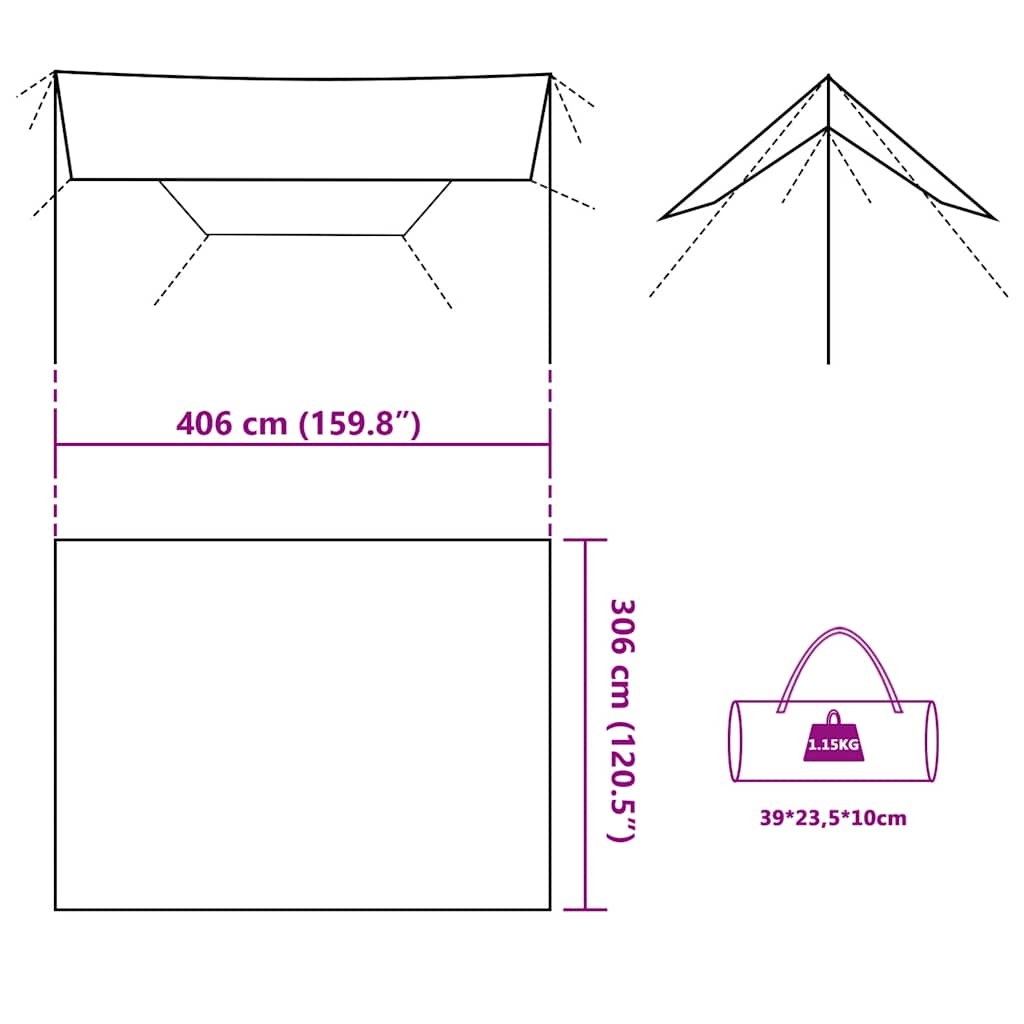 Tarp Olivgrün 406x306 cm Wasserdicht