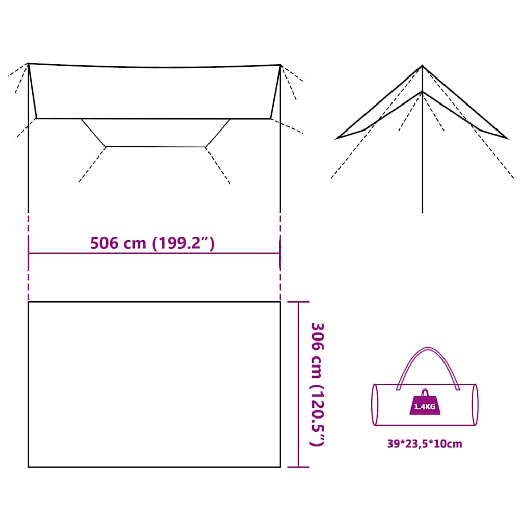 Tarp Olivgrün 506x306 cm Wasserdicht