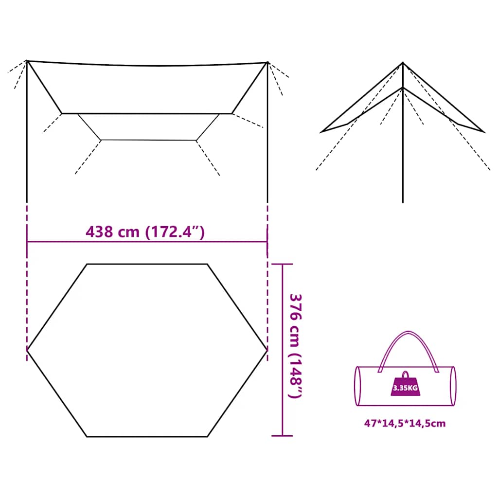 Tarp Braun 438x376x212 cm Wasserdicht