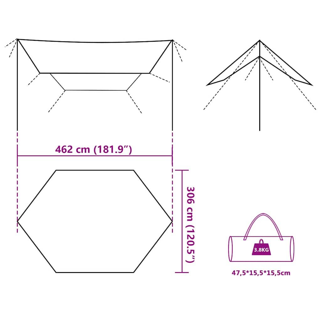 Tarp Olivgrün 462x306x211 cm Wasserdicht