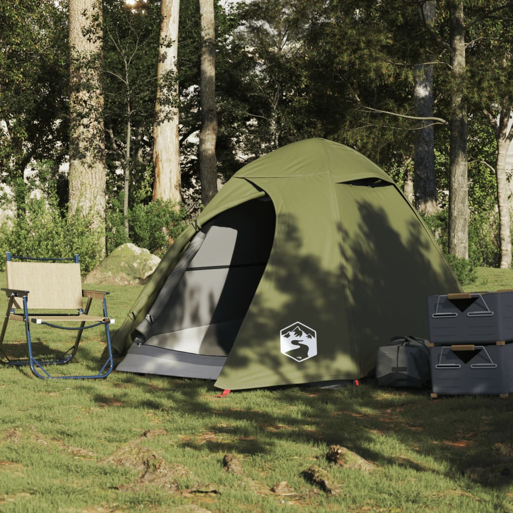 Tente de camping dôme 2 personnes vert olive imperméable