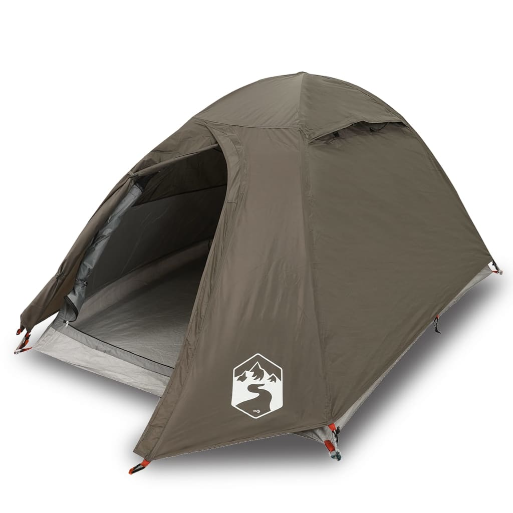 Tente de camping dôme 2 personnes marron imperméable