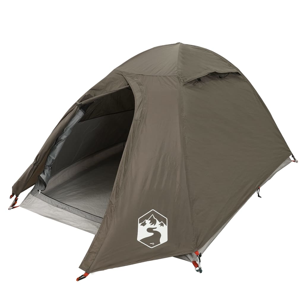 Tente de camping dôme 2 personnes marron imperméable