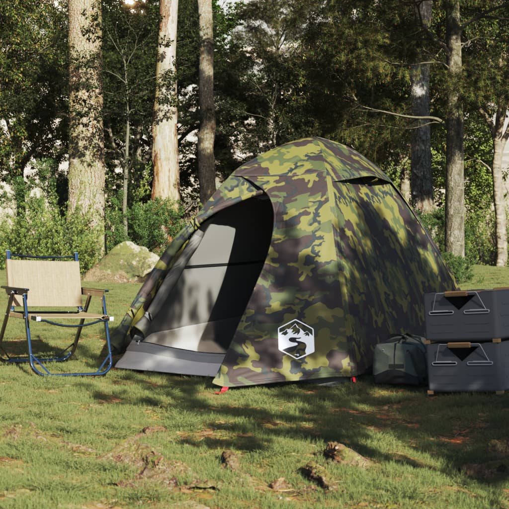 Tente de camping dôme pour 2 personnes, motif camouflage, étanche