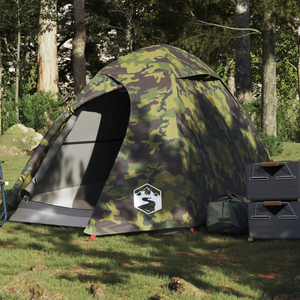 Tente de camping dôme pour 2 personnes, motif camouflage, étanche