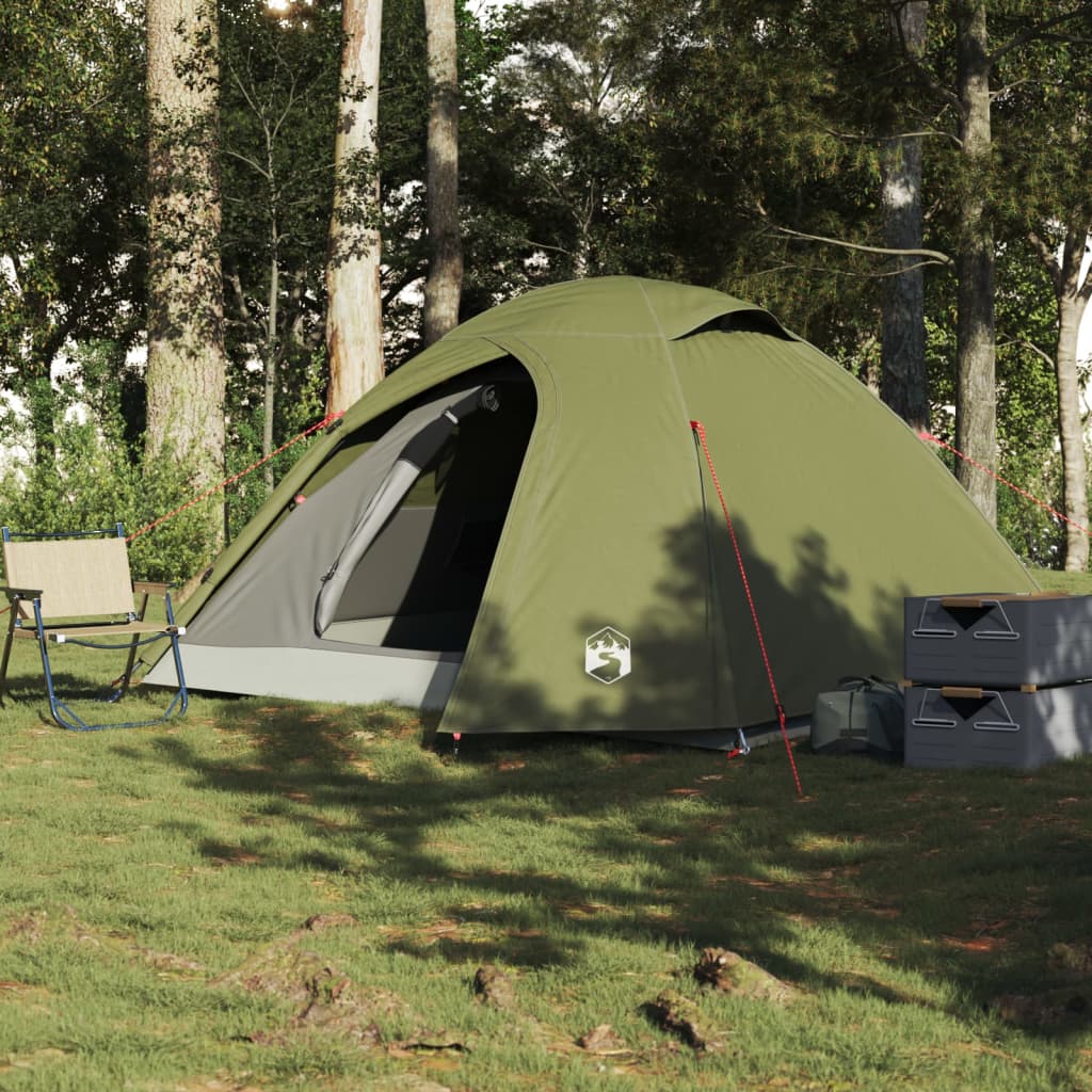 Tente de camping dôme 3 personnes vert olive imperméable