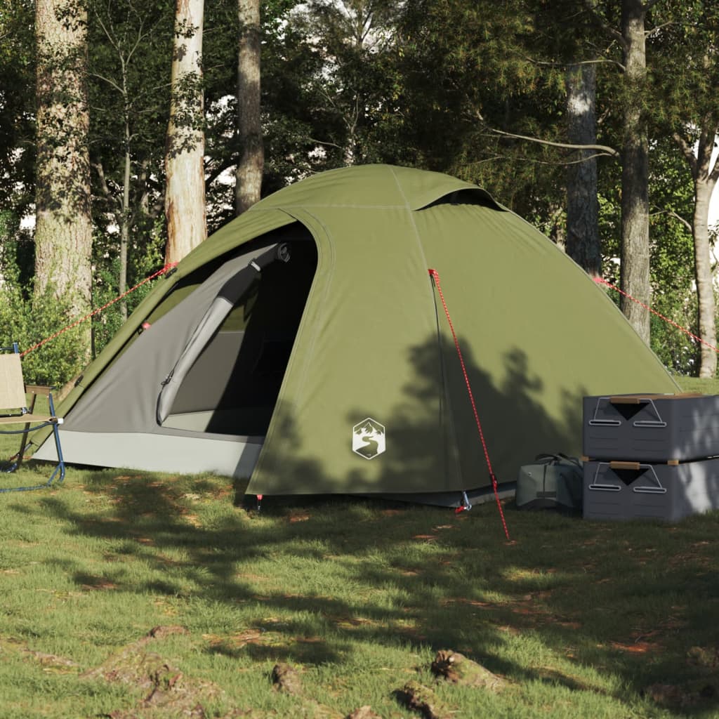 Tente de camping dôme 3 personnes vert olive imperméable