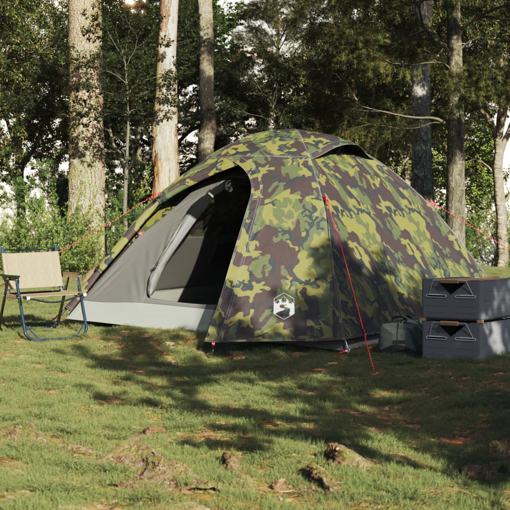 Tente de camping dôme pour 3 personnes, motif camouflage, étanche