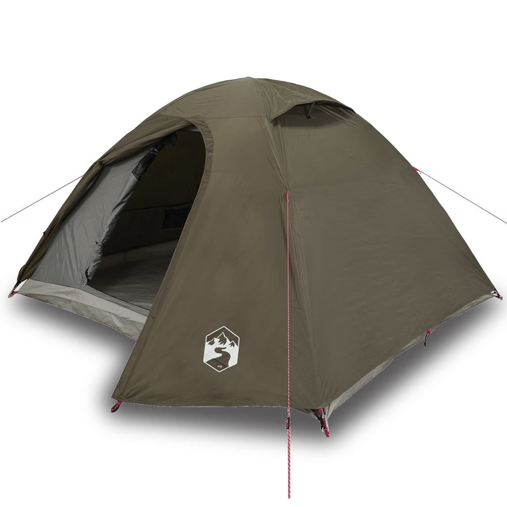 Tente de camping dôme 4 personnes marron imperméable