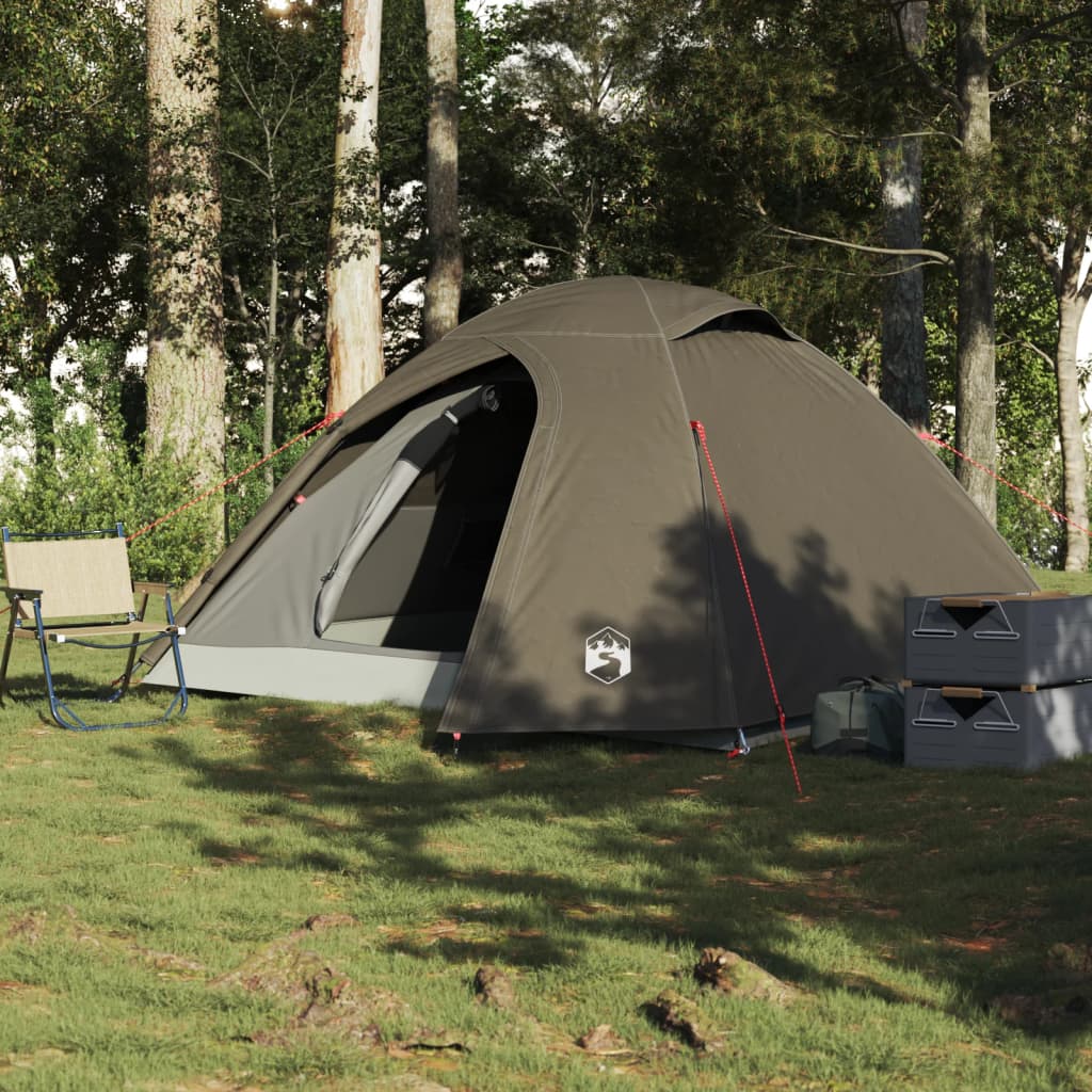 Tente de camping dôme 4 personnes marron imperméable