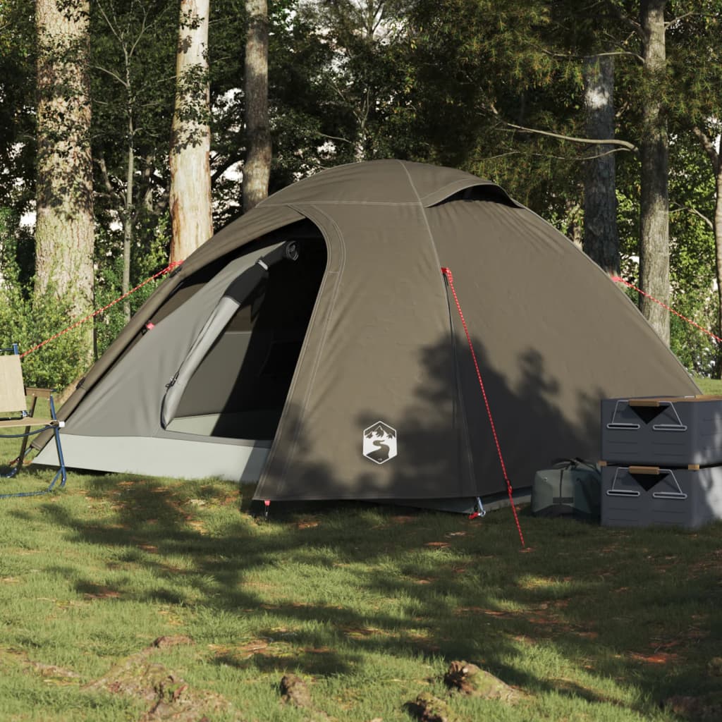 Tente de camping dôme 4 personnes marron imperméable