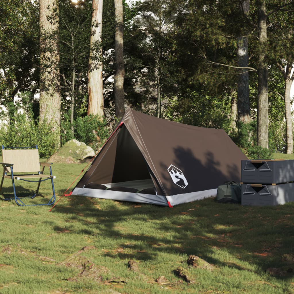 Tente de camping 2 personnes marron imperméable