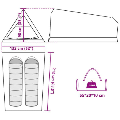 Campingzelt 2 Personen Braun Wasserdicht