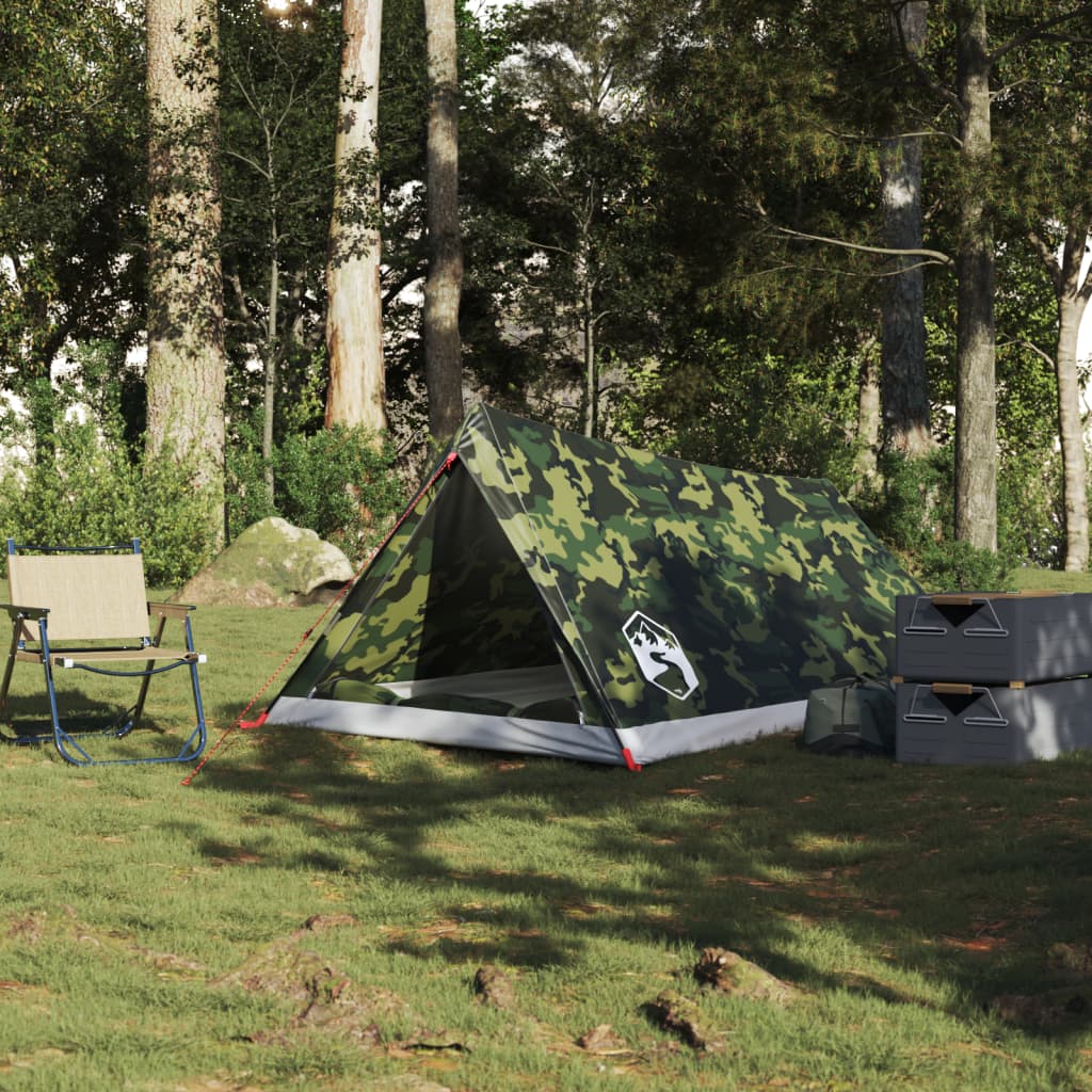 Tente de camping 2 personnes motif camouflage imperméable