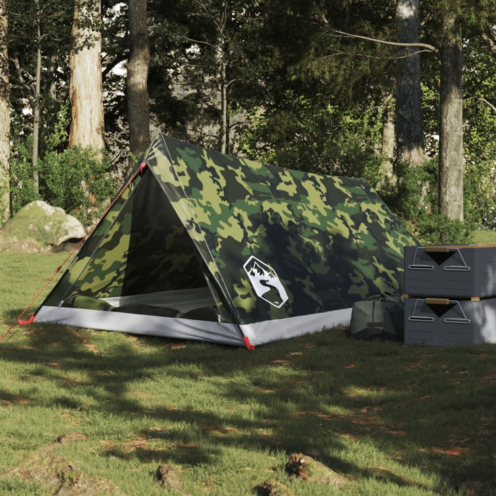 Tente de camping 2 personnes motif camouflage imperméable