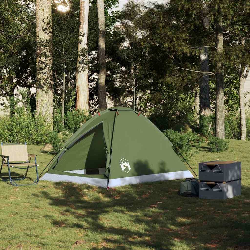 Tente de camping dôme 2 personnes vert olive imperméable