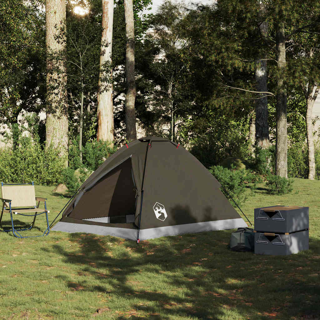 Tente de camping dôme 2 personnes marron imperméable