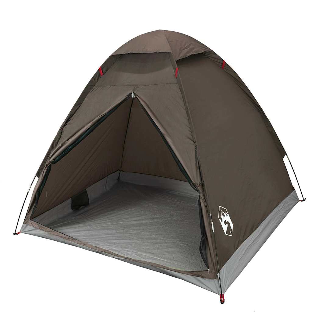 Tente de camping dôme 2 personnes marron imperméable