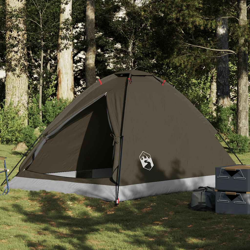 Tente de camping dôme 4 personnes marron imperméable