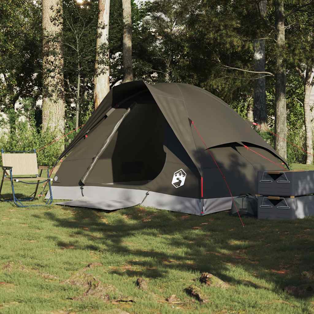 Tente de camping dôme 2 personnes marron imperméable