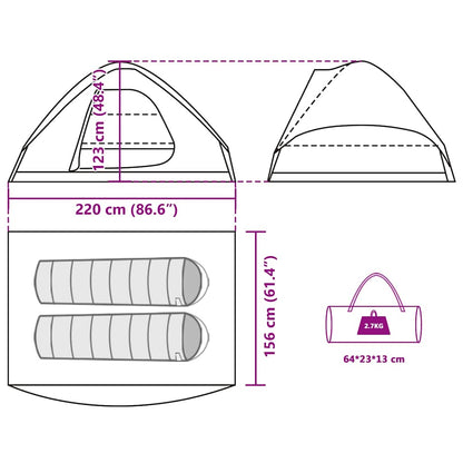 Kuppel-Campingzelt 2 Personen Braun Wasserdicht