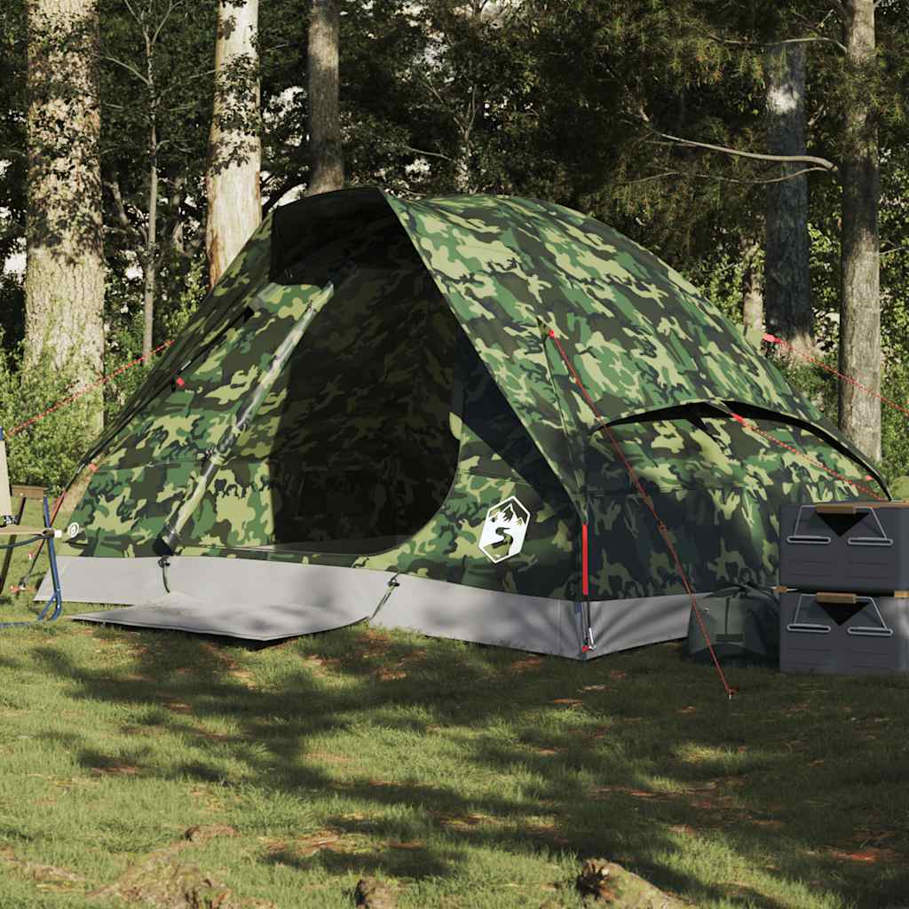 Tente de camping dôme pour 2 personnes, motif camouflage, étanche