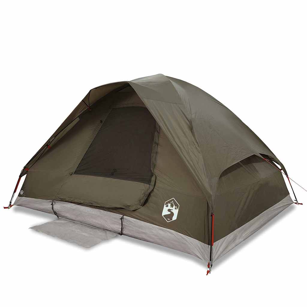 Tente de camping dôme 4 personnes marron imperméable