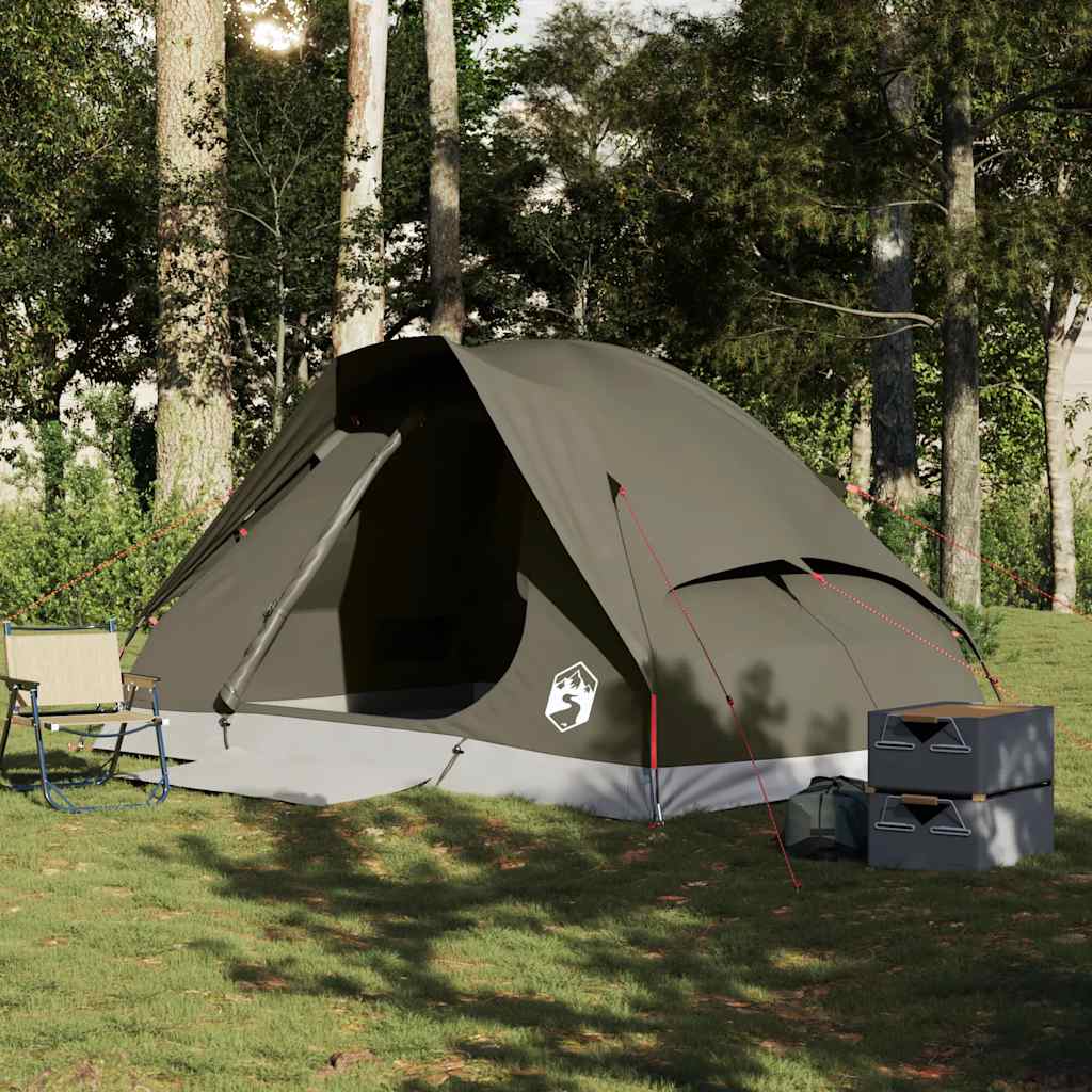 Tente de camping dôme 4 personnes marron imperméable