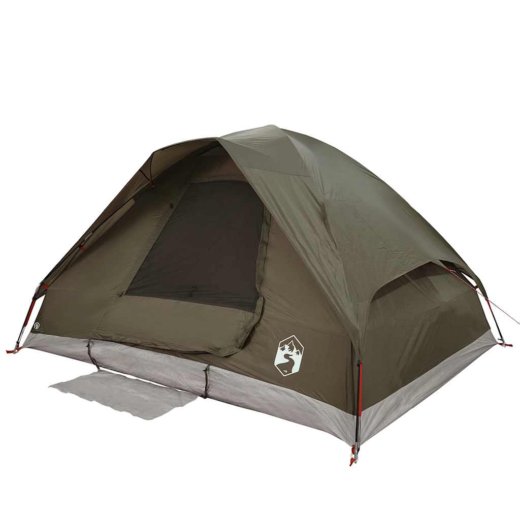 Tente de camping dôme 4 personnes marron imperméable