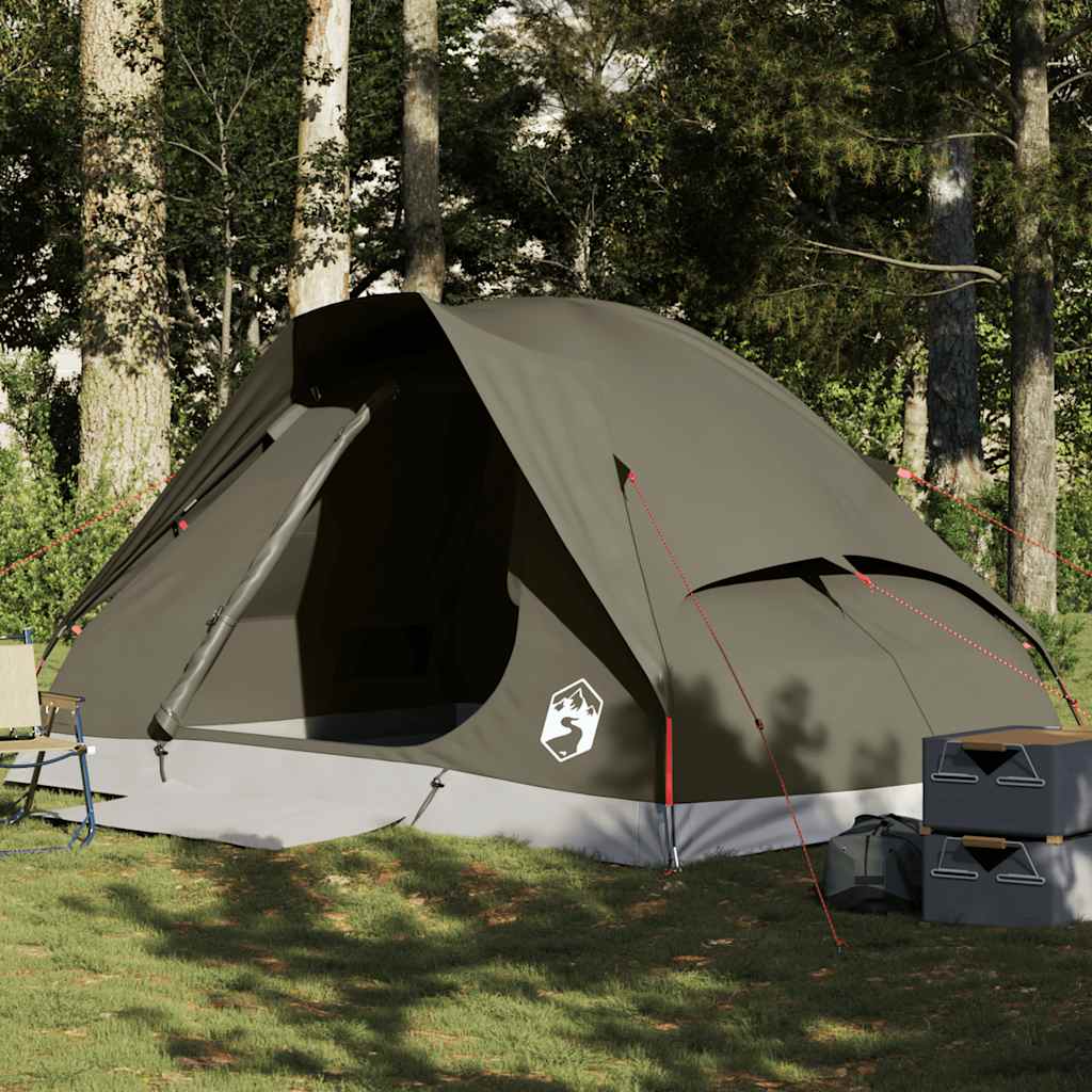 Tente de camping dôme 4 personnes marron imperméable