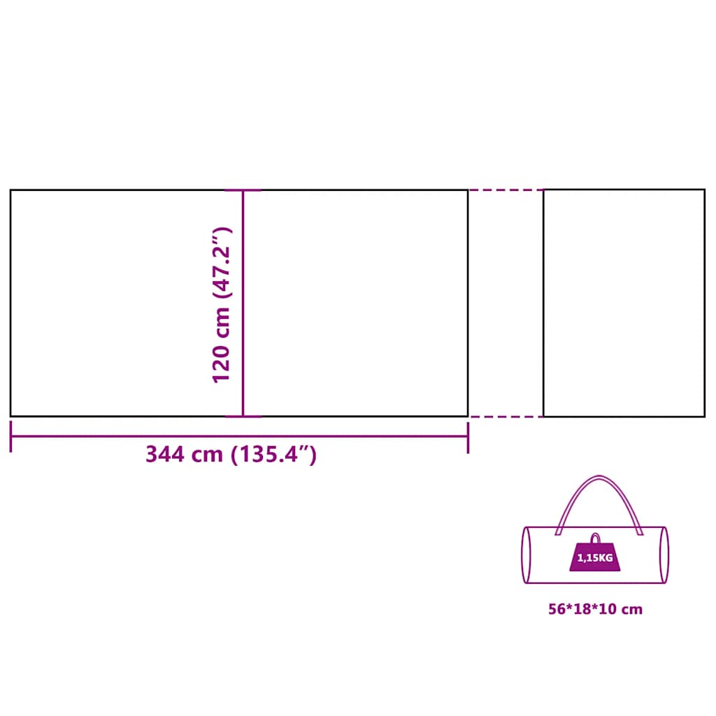 Camping-Windschutz Blau 344x120 cm Wasserdicht