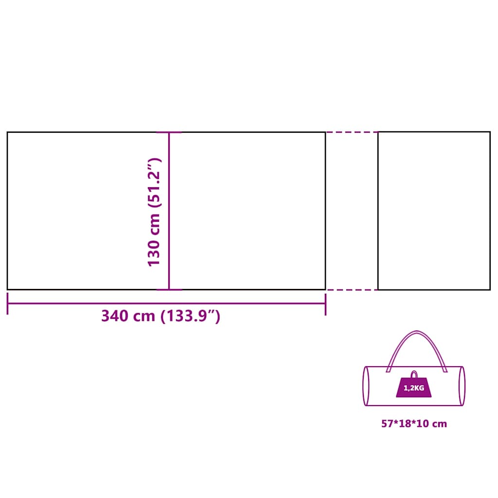 Camping-Windschutz Grün 340x130 cm Wasserdicht