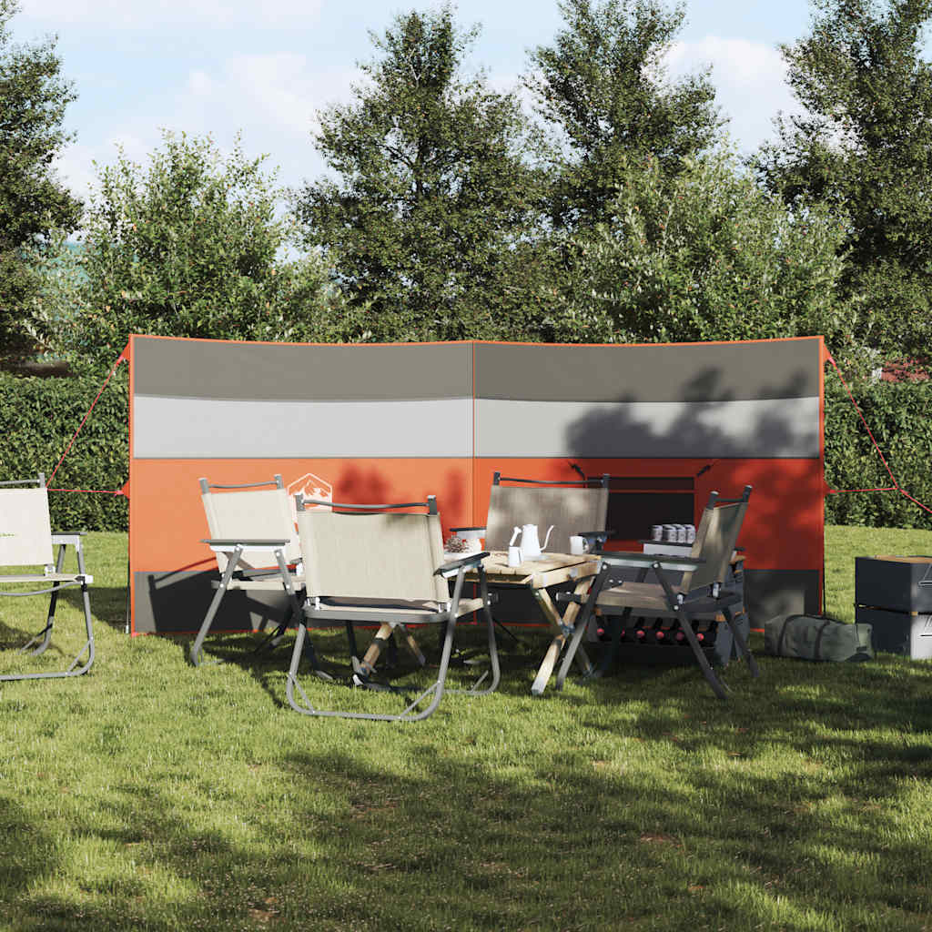 Camping-Windschutz Grau und Orange 340x130 cm Wasserdicht