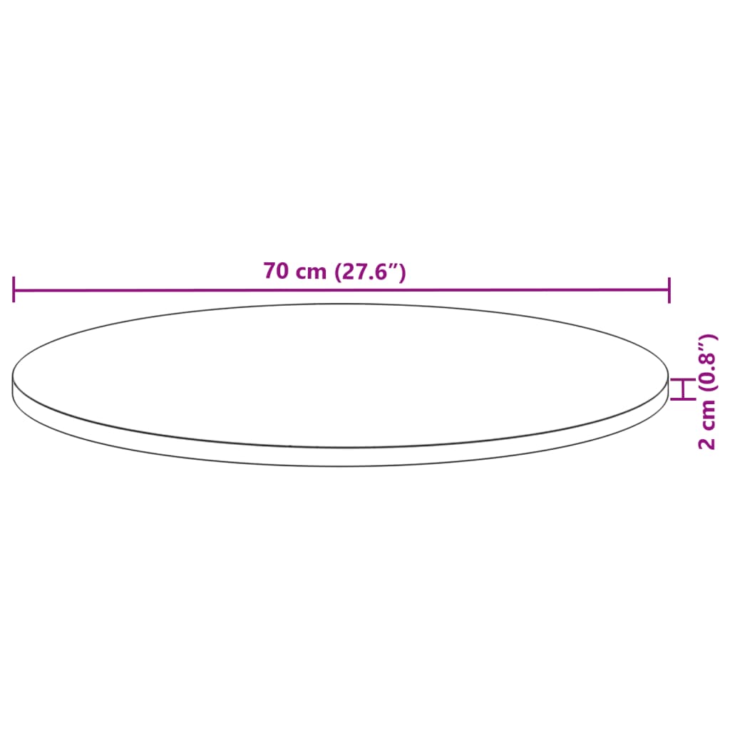 Tischplatte Rund Ø70x2 cm Massivholz Akazie