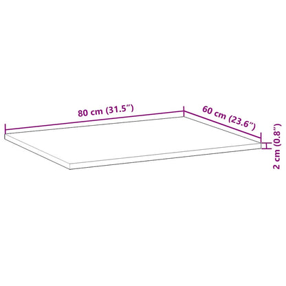 Tischplatte Rechteckig 80x60x2 cm Massivholz Akazie