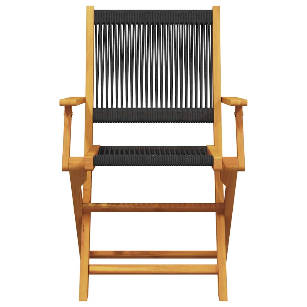 3-tlg. Bistro-Set Schwarz Polypropylen und Massivholz