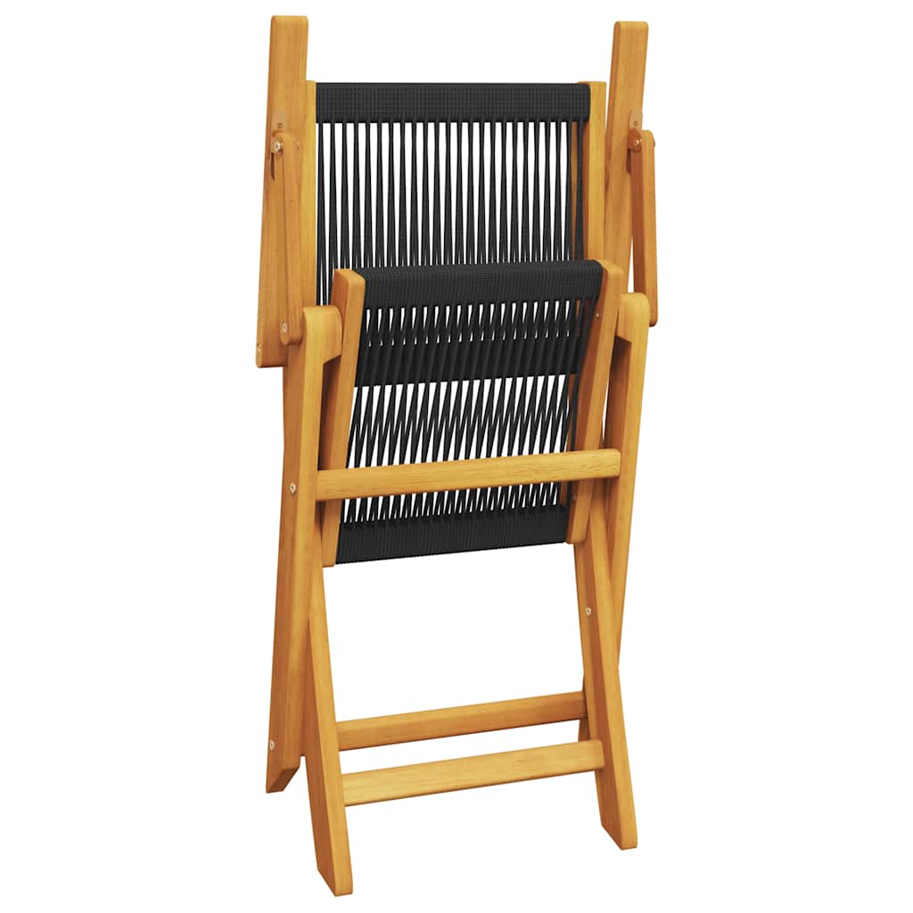3-tlg. Bistro-Set Schwarz Polypropylen und Massivholz