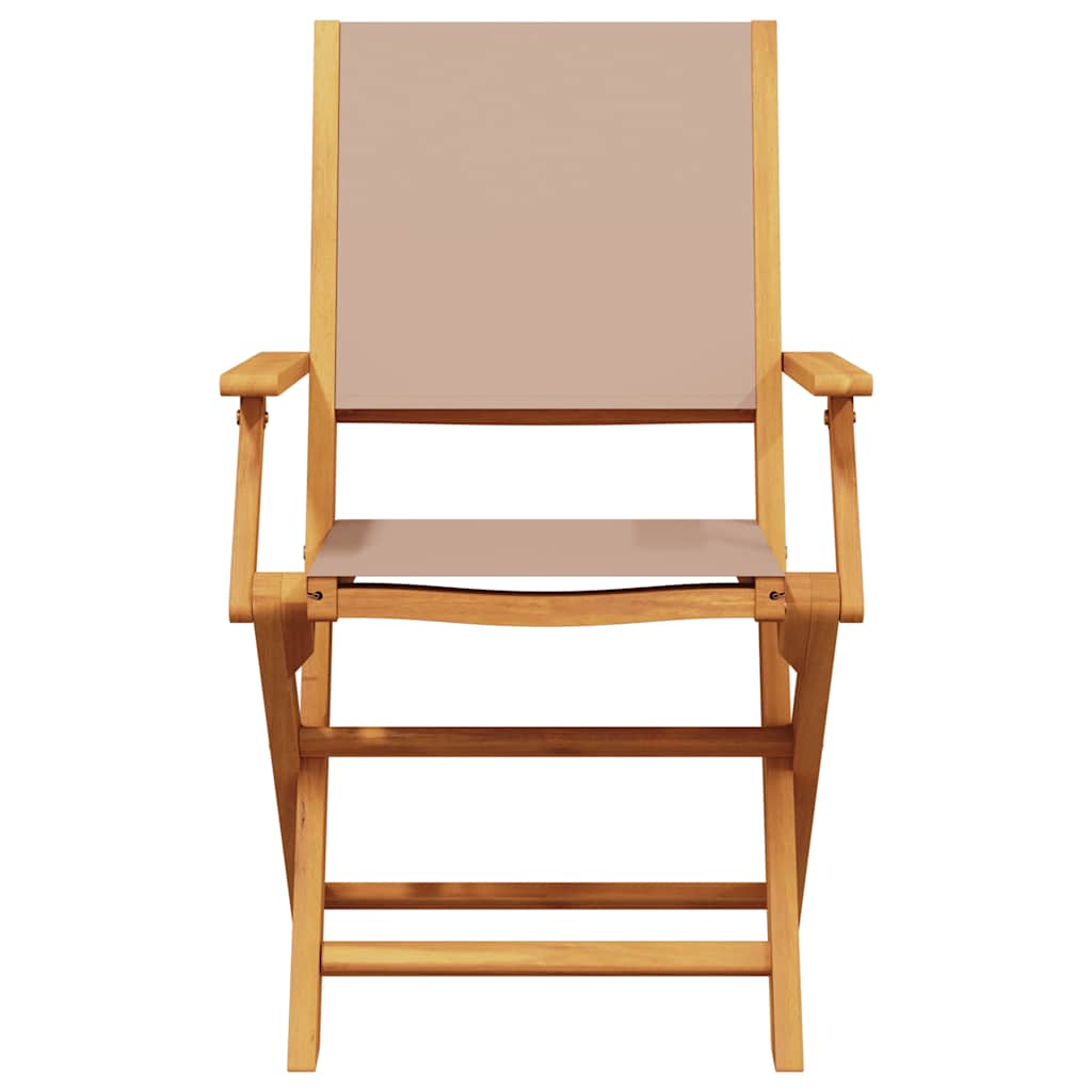 3-tlg. Bistro-Set Taupe Stoff und Massivholz