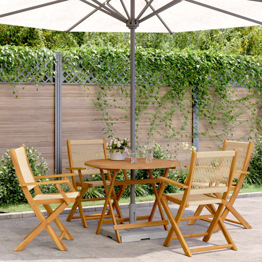 5-tlg. Garten-Essgruppe Polypropylen und Massivholz Beige