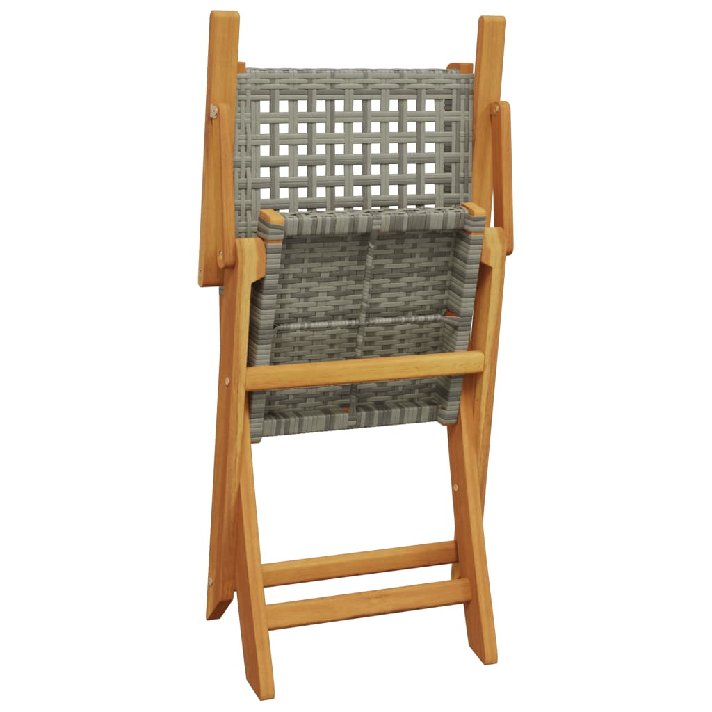 5-tlg. Garten-Essgruppe Grau Poly Rattan und Massivholz