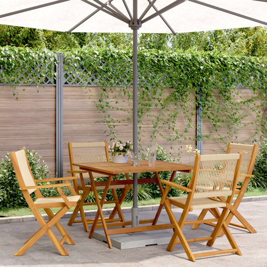 5-tlg. Garten-Essgruppe Polypropylen und Massivholz Beige
