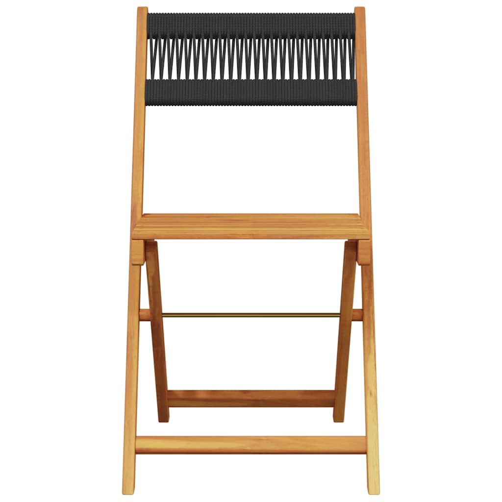 3-tlg. Bistro-Set Schwarz Polypropylen und Massivholz