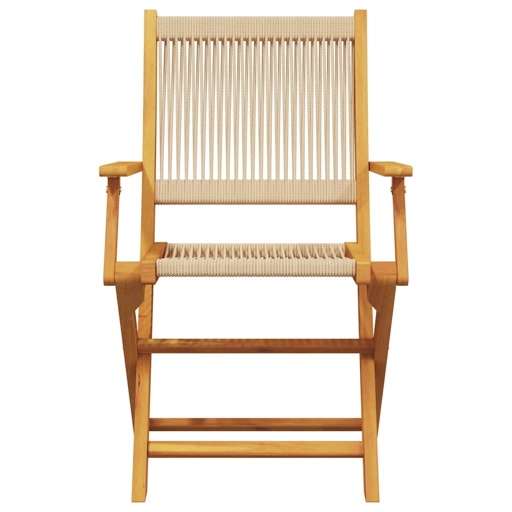 3-tlg. Bistro-Set Beige Polypropylen und Massivholz