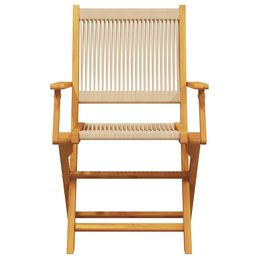 3-tlg. Bistro-Set Beige Polypropylen und Massivholz