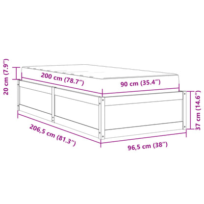 Bett mit Matratze Wachsbraun 90x200 cm Massivholz Kiefer