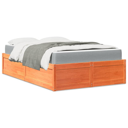 Bett mit Matratze Wachsbraun 140x190 cm Massivholz Kiefer